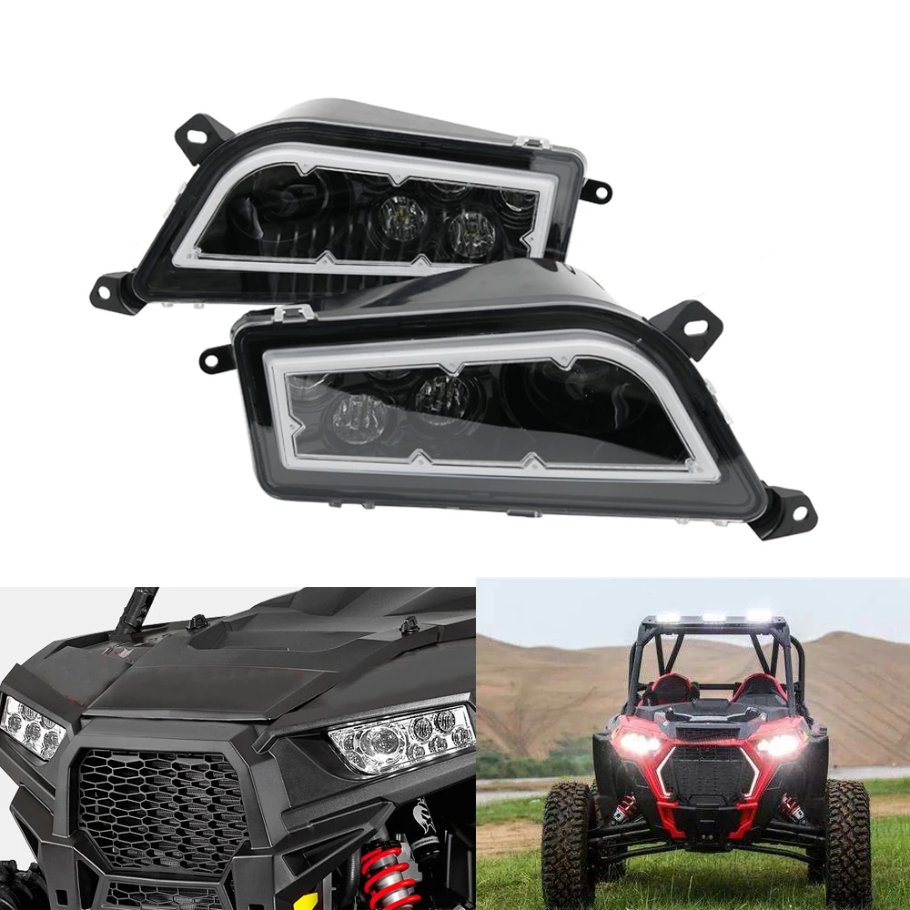 Halo Ring Led Headlight For Atv/utv Polaris Rzr 1000 Xp 900 2015-2016 ...