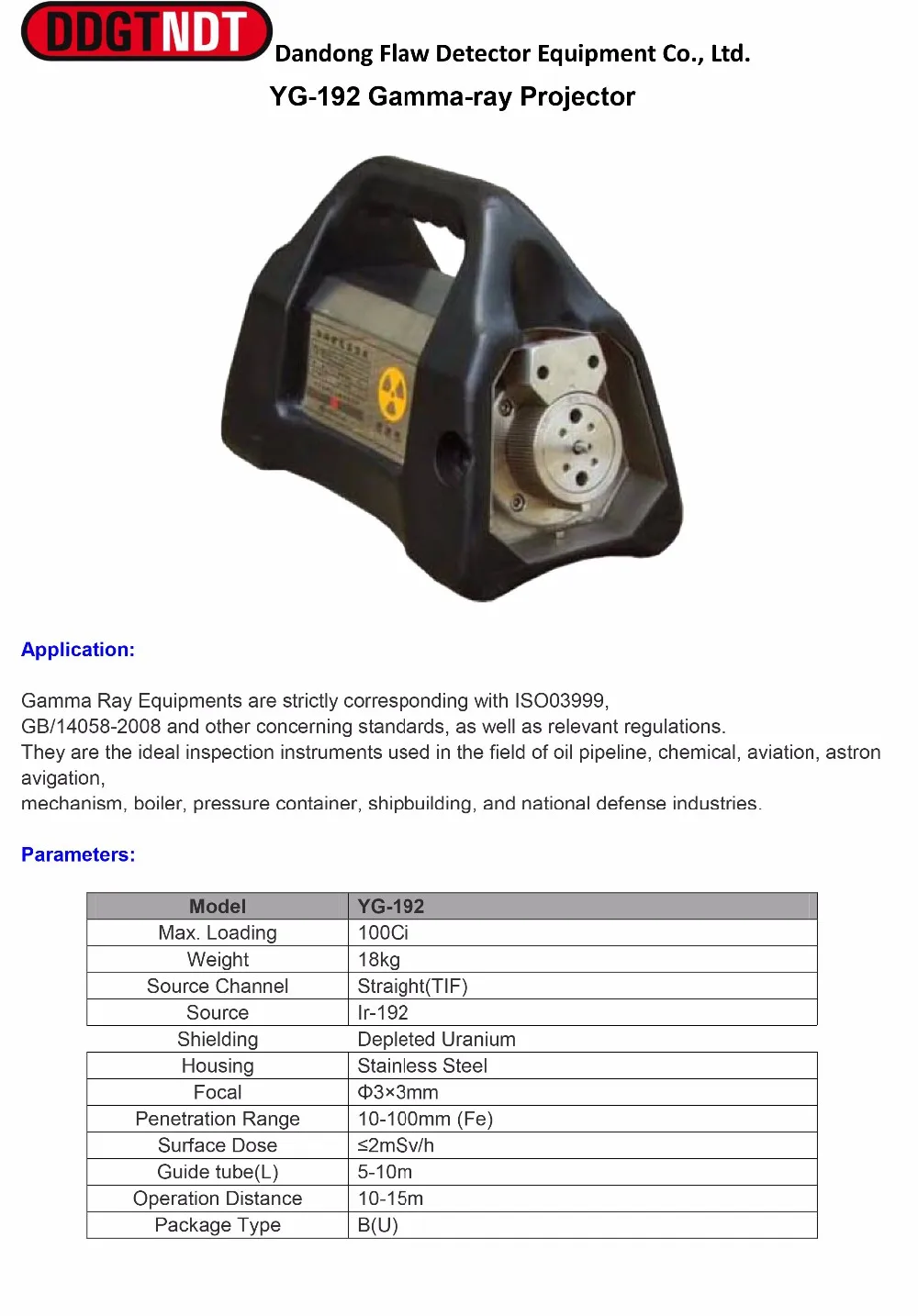 Ir-192 Industrial Radiographyic Testing Gamma Ray Projector - Buy Gamma ...