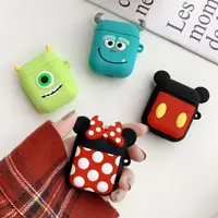 

For Apple AirPods 1&2 Case Fun Cartoon Silicone Cover With Carabiner