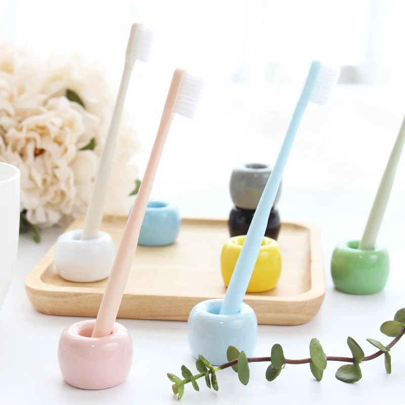 

Wholesale Round Shape Colourful Ceramic Bathroom Accessories Set Toothbrush Holder, Any pms colour is accepted