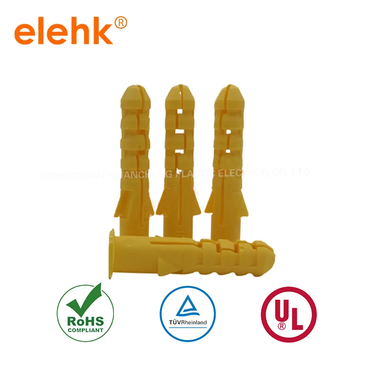 Dongguan manufacturer wholesale PE plastic wall plug expansion insulation anchors bolts plastic anchor screw
