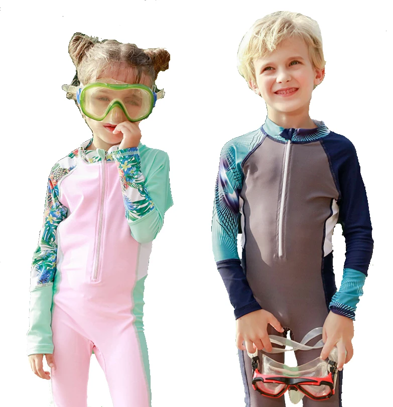 

Fine Long Sleeve One Piece Diving Suit Warm Boys and Girls Sun Protection Sports Swimming Suit