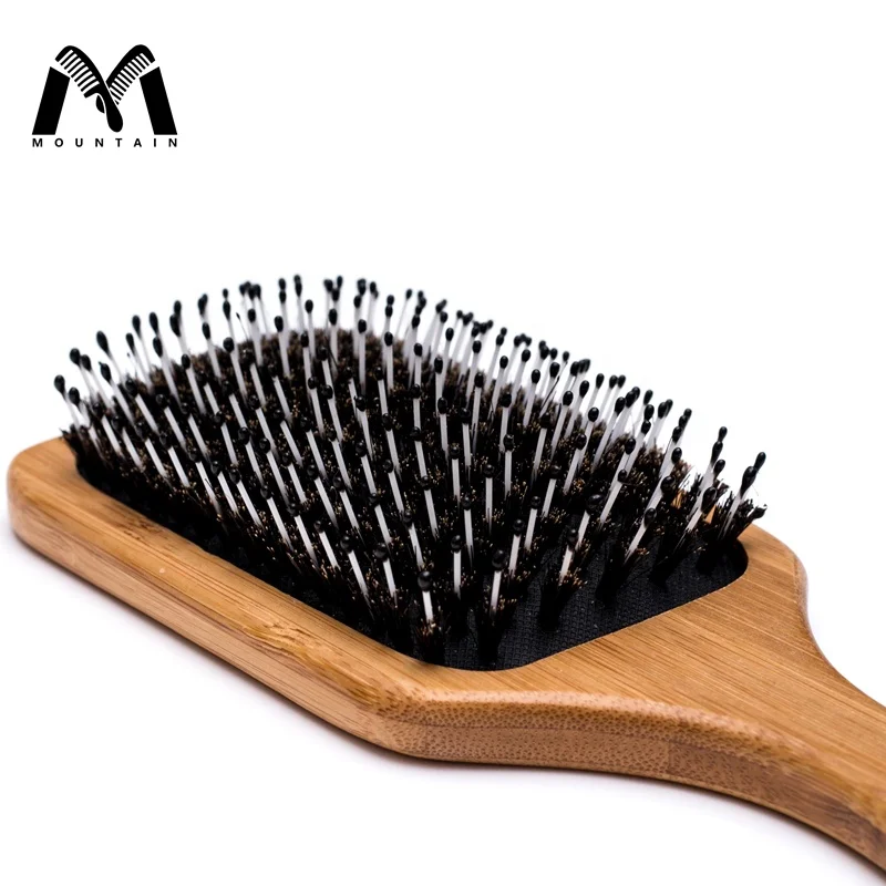 Professional Boar Bristle Nylon Pin Detangling Bamboo Paddle Straightener Hair brush, N/a