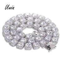 

Hiphop Bling Iced Out AAA Cubic Zirconia Tennis Choker Necklace Women Men 1 Row CZ Stone Square Chain Necklaces Rapper Jewelry