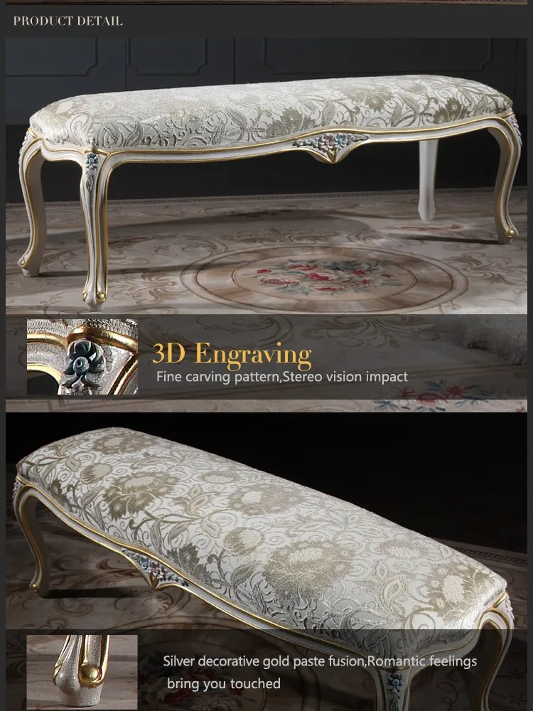 Europe French Style Mirrored Bedroom Furniture Baroque Hand Craft Antique Bed End Bench Buy French Style White Bedroom Furniture Bed End Furniture