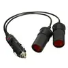 12V Car Cigarette Lighter Plug With Two Female Socket Cable