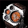 Temperature compass plate decoration men sport two time zone wrist watch