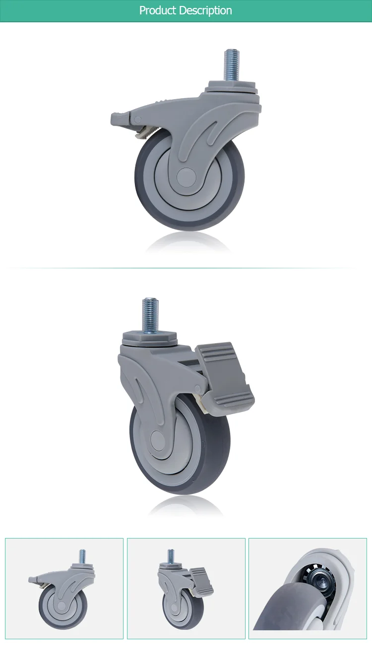 4 inch Plastic TPR Silent Swivel Medical Caster Wheel