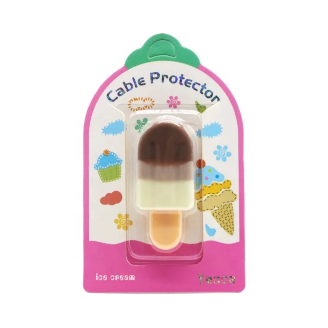 

New Ice Cream Design Cute Shape Silicone USB Cable Protector, Customized