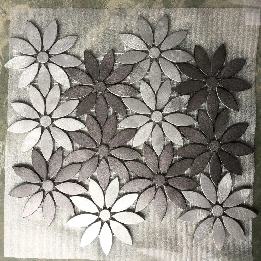 Metal flower pattern mosaic tile for wall decoration