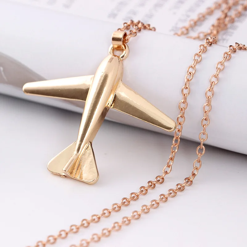 

free sample Latest Fashion Airplane Necklace For Men Pilot Air Force hiphop Pendant Necklace Male Jewelry