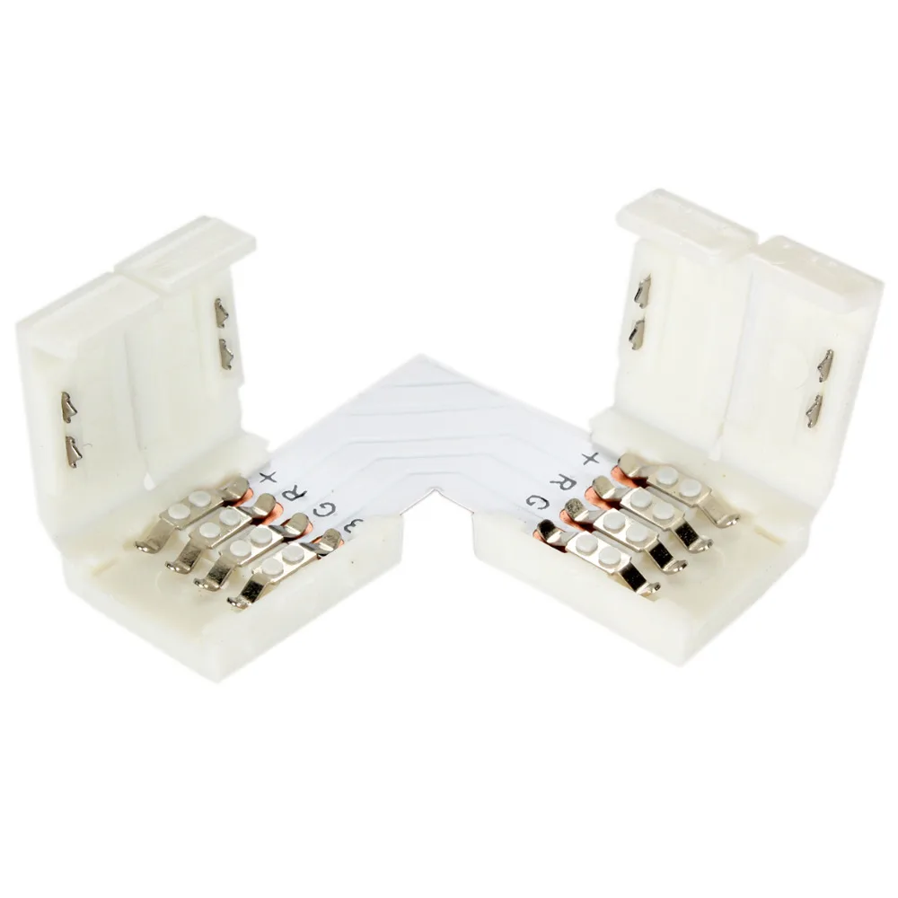 2pin 3pin 4 pin 8mm 10mm L Shape LED Connector For connecting corner right angle 3528 2811 2812 5050 RGB LED Strip