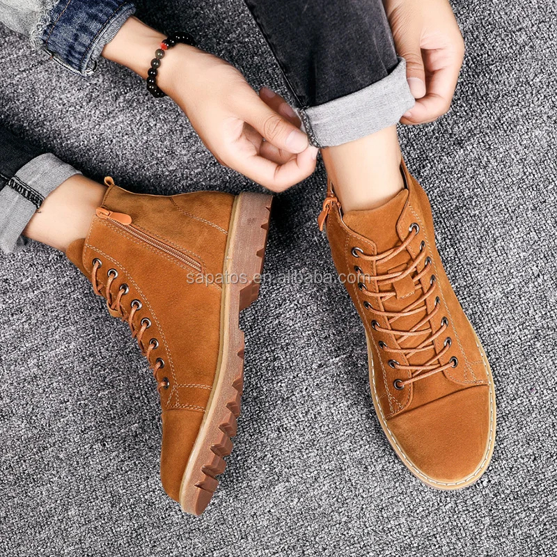 High Cut Suede Cow Leather Winter Men Casual Boots - Buy Casual Boots ...