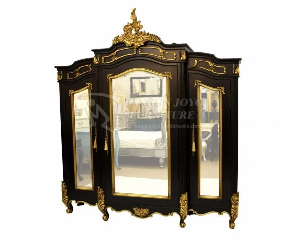 Elegant French Style Bedroom Furniture 3 Doors Wardrobe Luxury