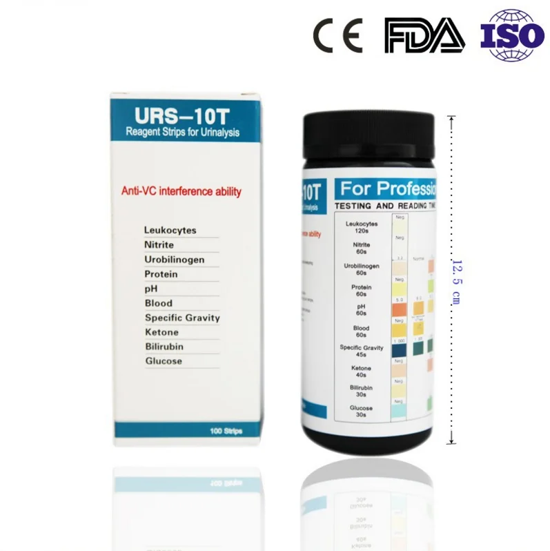 Wholesale 10パラメータグルコースph urinalysis試薬ストリップカスタム卸売尿テストストリップURS-10T From 