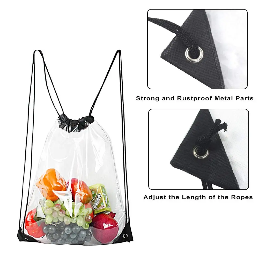 2-Pack Clear Drawstring Backpack,Waterproof Drawstring Bag for Women and Men Sport Gym 