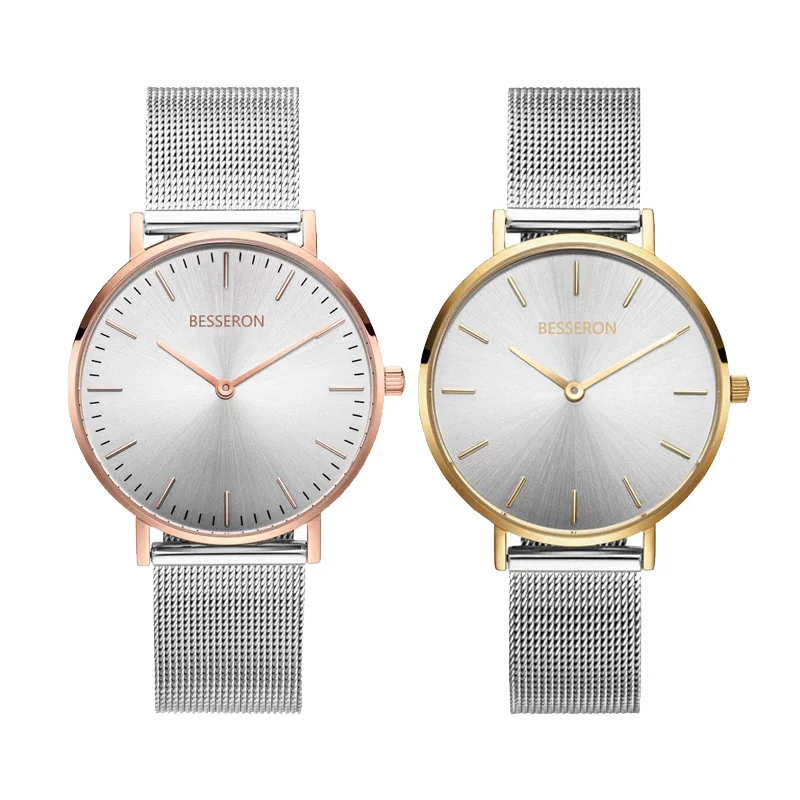 

36mm ladies wrist watches wholesale top 10 wrist watch brands silver case quartz watches wrist women, Rose gold/silver