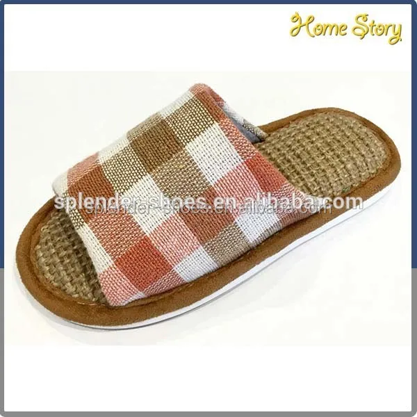 Cheap Open toe plaid designs lightweight comfort home shoes