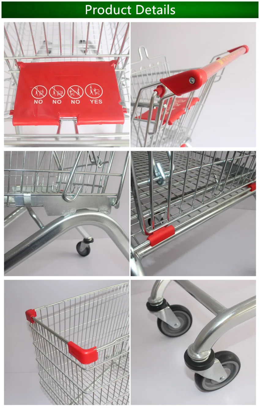 Shopping Mall Push Trolley With Coin Lock For Supermarket Collecting