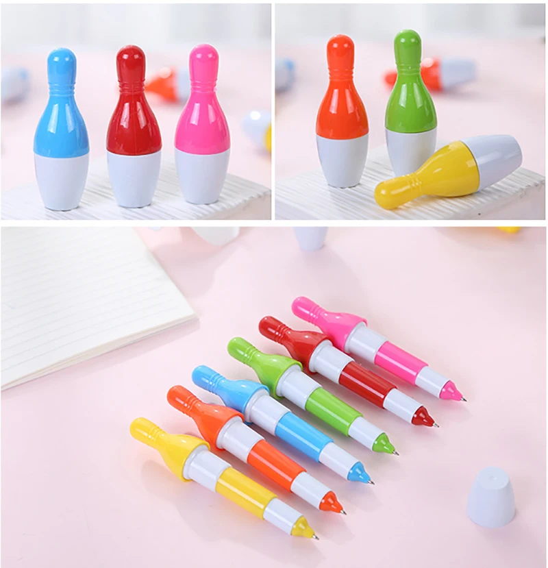 Mini Functional Telescopic Ball Pen Novelty Gift Plastic Stretch Flexible Bowling Pen With