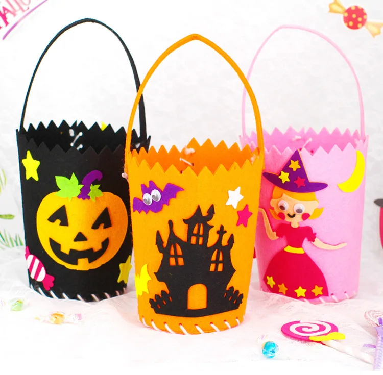 

DIY Halloween kindergarten Handmade Candy Non-woven Fabric Tote Party Reusable Foldable Bag For Gift Bags Sugar Accessories, Customized color