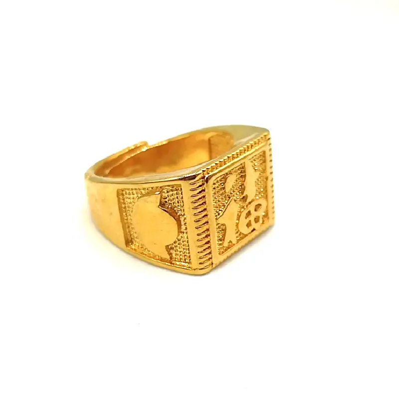 Fashion jewelry 24k gold jewelry Copper Fu chinese character Ring good luck for Men