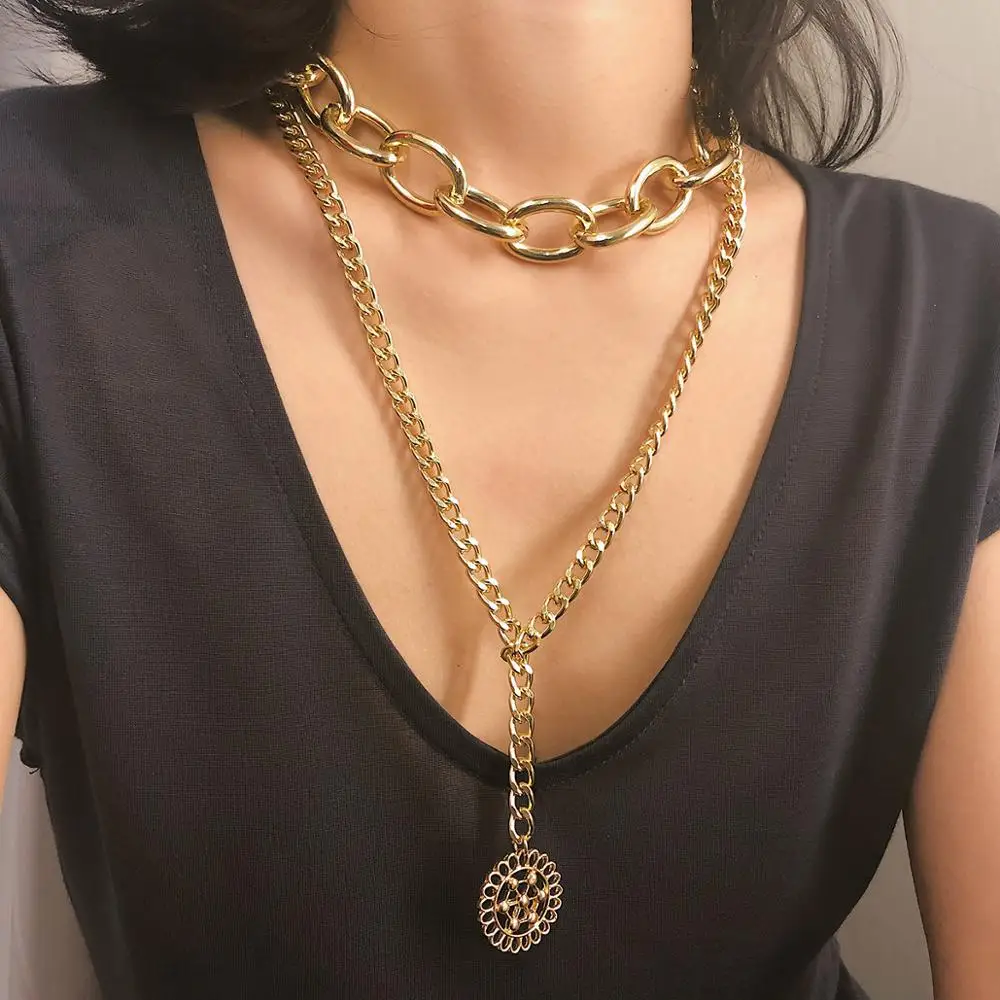 

2019 New Arrival 18K Gold Plated Chunky Link Chain Statement Choker Necklace Gold Chain Hips hop necklace for Women, Picture