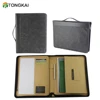 Supply a4 business mens leather document folio organizer zipper portfolio bag with handle