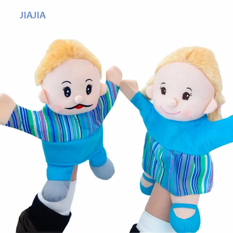 Plush Cute Hand Puppet Couple Boy And Girl Puppet Toy Baby Early