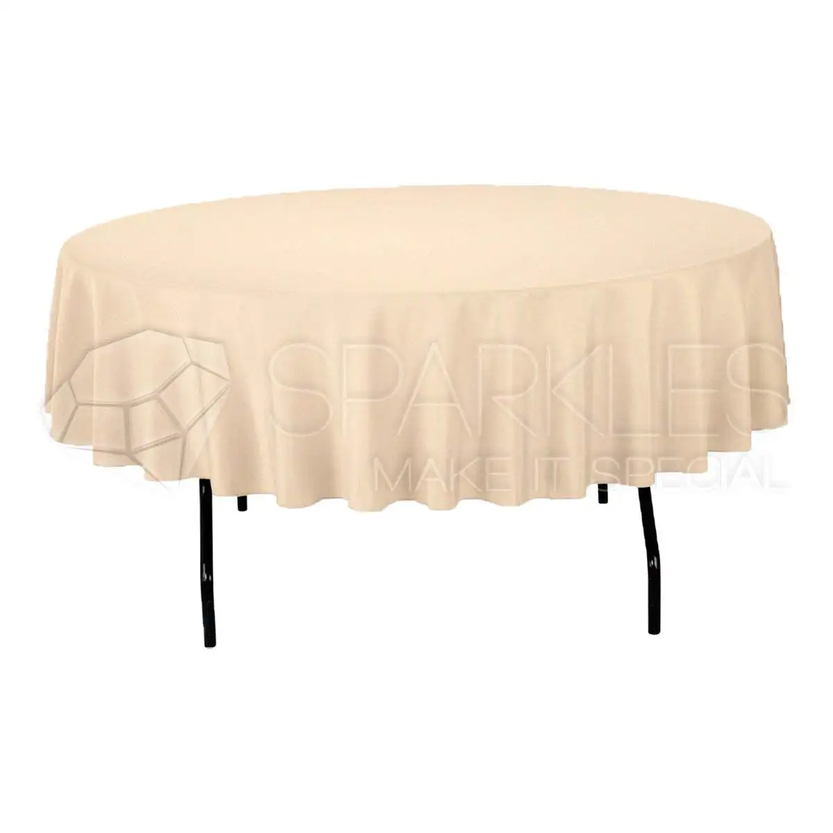 Sparkles Make It Special 10-pcs 90" Inch Round Polyester Cloth Fabric Linen Tablecloth - Wedding Reception Restaurant Banquet Party - Machine Washable - Ivory