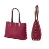With full grain thick leather handles Minimalist women felt handbag