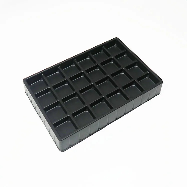 

Custom 24 compartment black PS vacuum forming plastic blister container for chocolate insert tray
