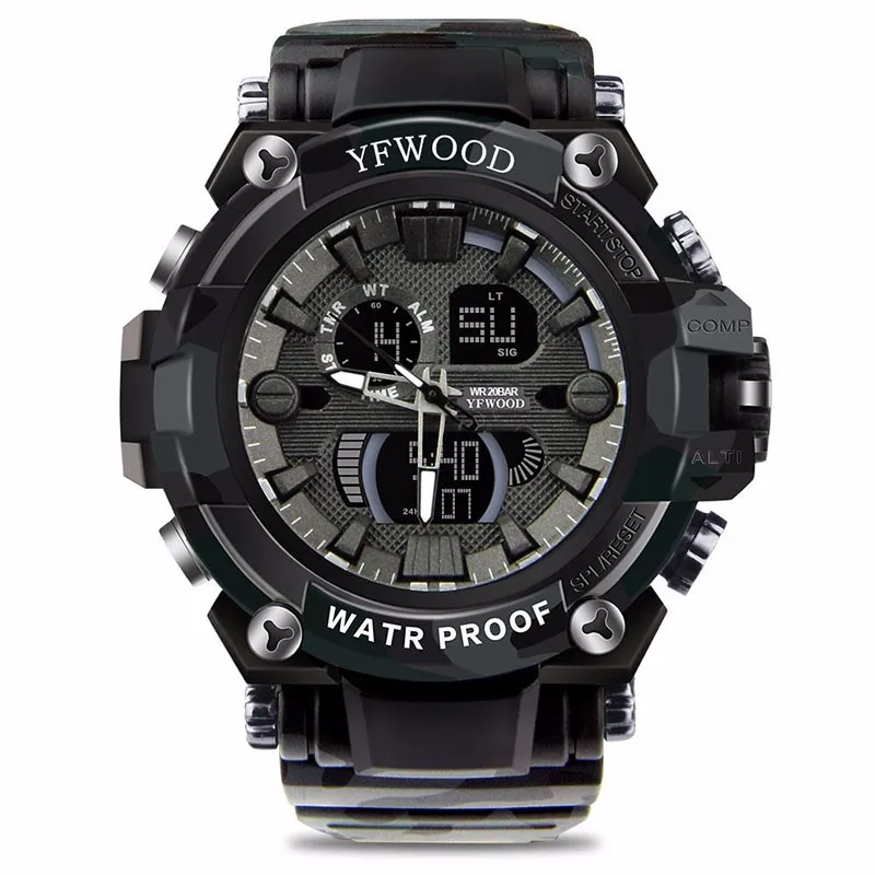 

Men Sports Outdoor Waterproof Military Watch Date Multi Function Tactics LED Alarm Stopwatch