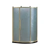 K-7907 Luxury Design Golden Frame Flower Pattern Ground Glass Corner Bath Shower Enclosure
