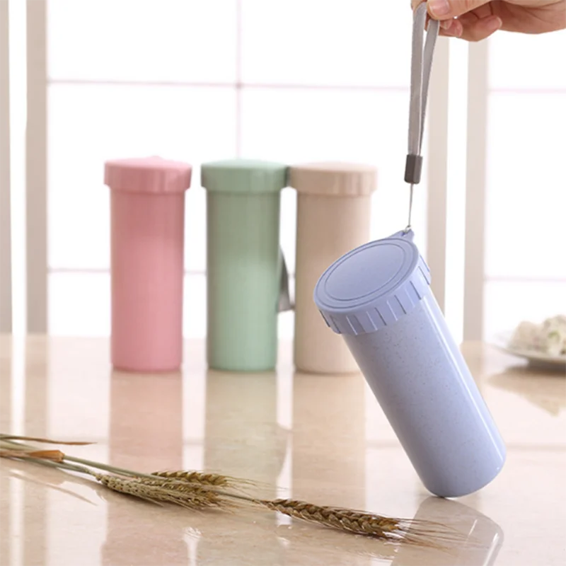 Portable Custom Logo Flip Straw Water Bottle, 300ML Water Bottle With Straw, Plastic Bottle With Straw