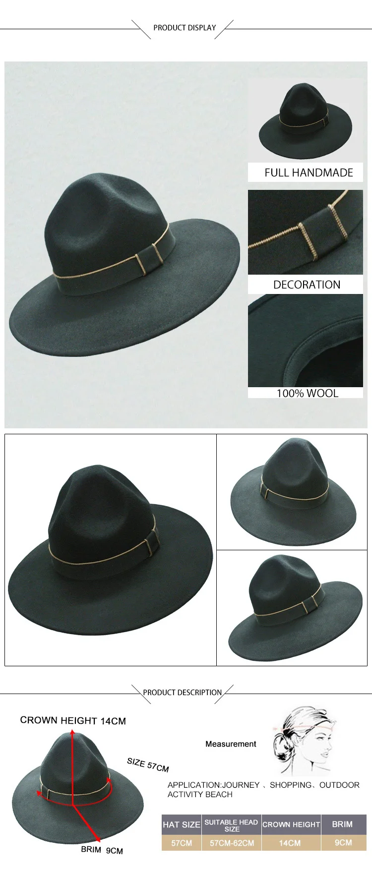 girls wool floppy hat