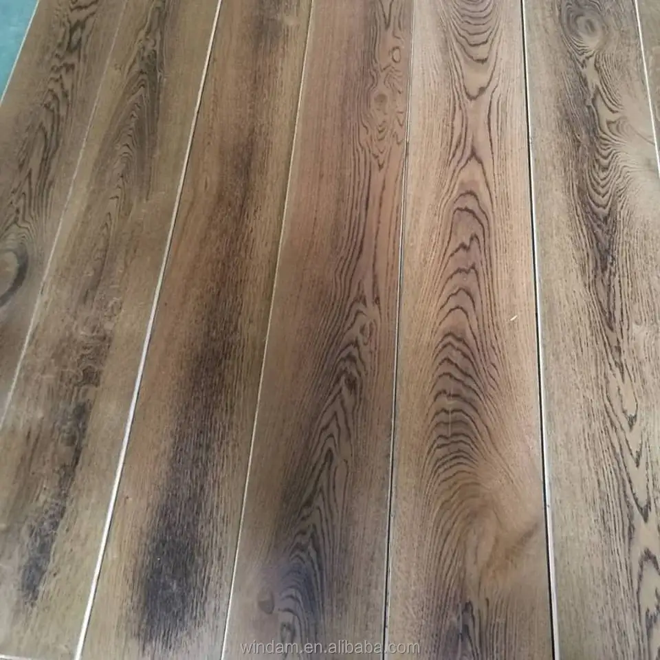 European Oak Wire Brush Antique Burnt Engineered Oak Wood