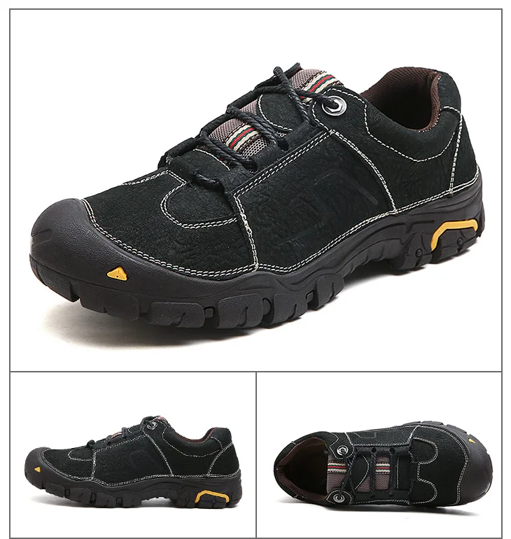 2018 Latest design wholesale custom hiking shoes black leather gym shoes  