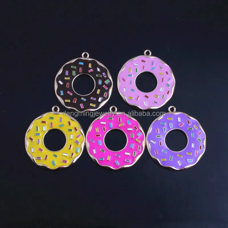 RP-137 Donuts Alloy Custom Enamel Chunky Pendant Charm for Kids Necklace Bubblegum Jewelry 41MM