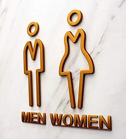 Custom durable acrylic adhesive black men women bathroom door sign toilet sign WC signage