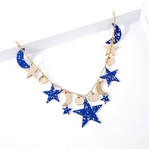 xl01844d Gold Plated Hot Sale Fashion Designs Gift For Girl Moons Royal Crystal America Stars Necklace Jewellery