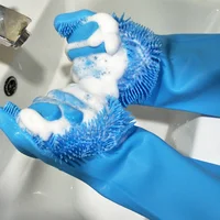 

Amazon hot sale Cleaning Brush Scrubber Gloves Silicon Dish Washing Gloves