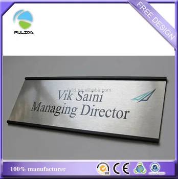 Metal Black Frame Custom Slide Desk Name Plate Badge Buy Metal