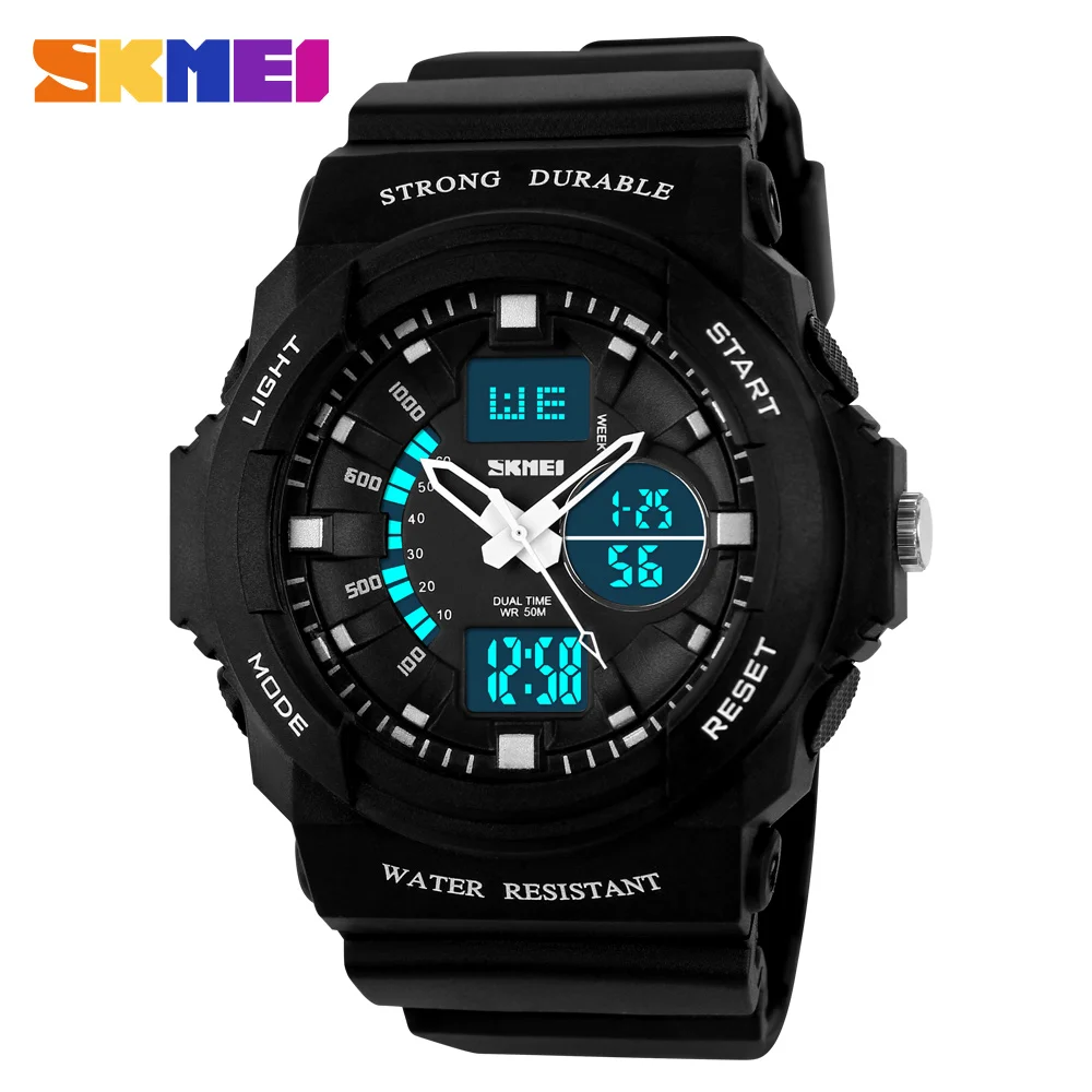 

skmei brand 0955 men sports outdoor 50m waterproof watch dual time digital watch, White;green;blue;orange;golden
