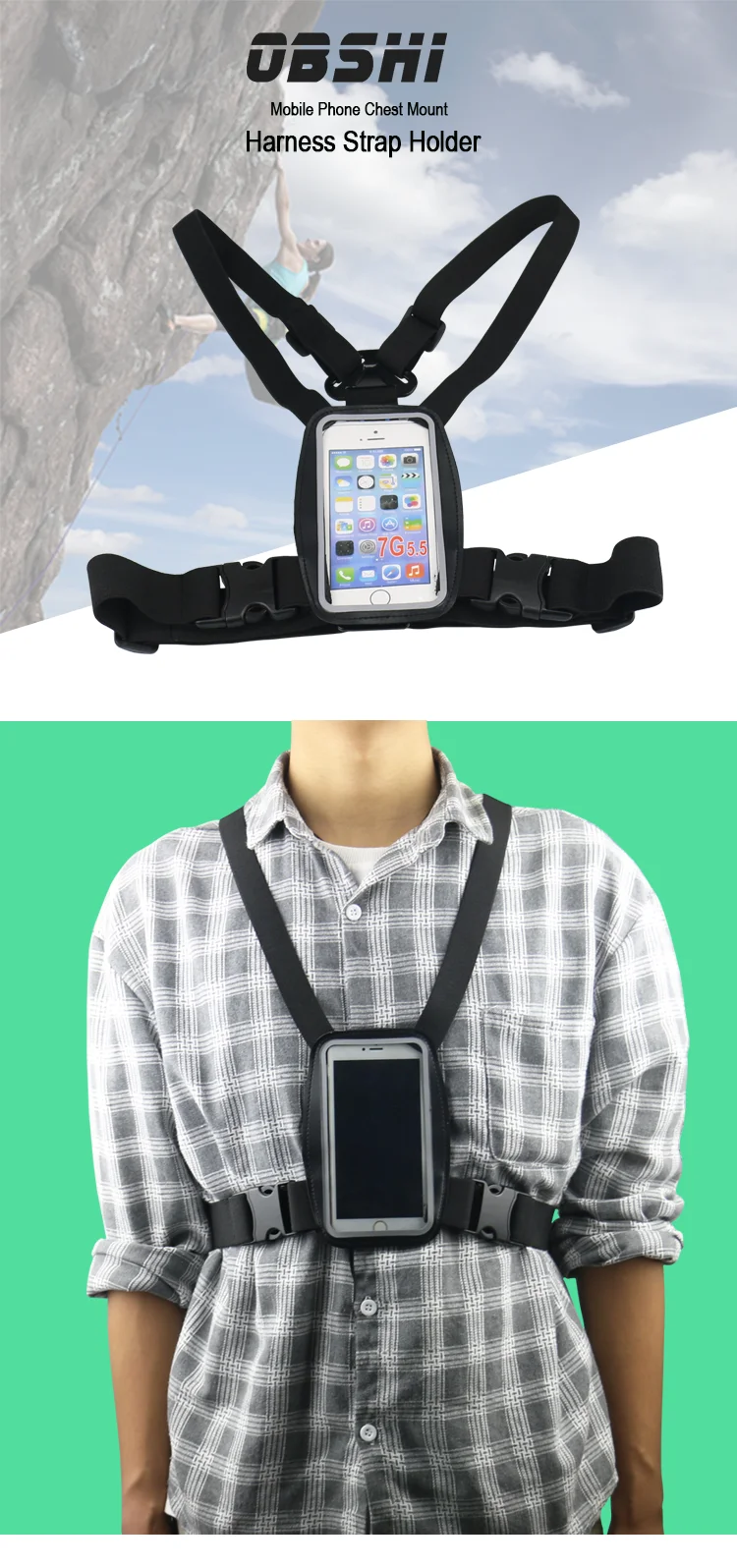 Chest Body Holder for Mobile Cell Phone Strap Harness Mount for iPhone Samsung 