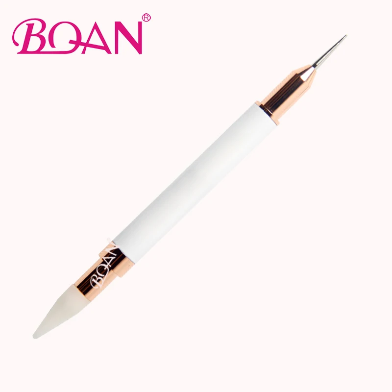 

2018 BQAN New White Metal Handle Wax Rhinestone Picker Nail Art Dotiing Tool Pen, Whitel