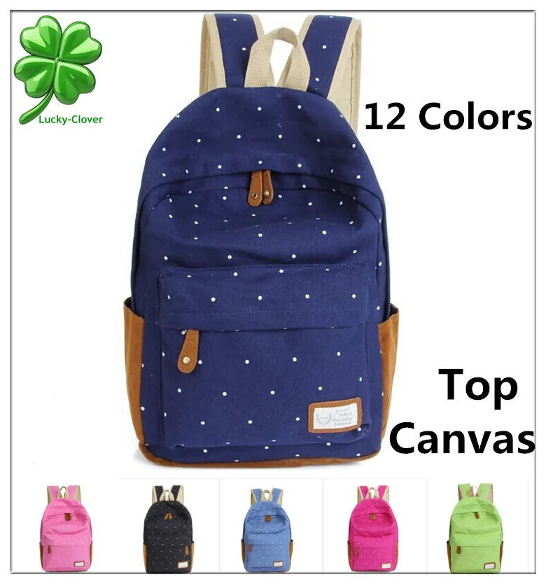 12 Color Cute Korean Style Double Shoulder Book Bags Fashion S 12 Color Cute Korean Style Double Shoulder Book Bags Fashion S Women Canvas Dots Schoolbag Middle