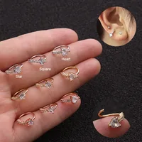 

20gx8mm Cz Star Square Heart Hoop Cartilage Helix Tragus Rook Earring Nose Hoop Ear And Nose Piercing Jewelry