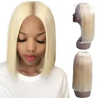 

Blonde Lace Front Human Hair Wigs Brazilian Straight HD Transparent Lace Wig Colored Bob 613 Lace Frontal Wig