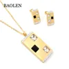 18k Gold Plated Australia Crystal Rectangle Famous Brand Pendant Jewelry Set